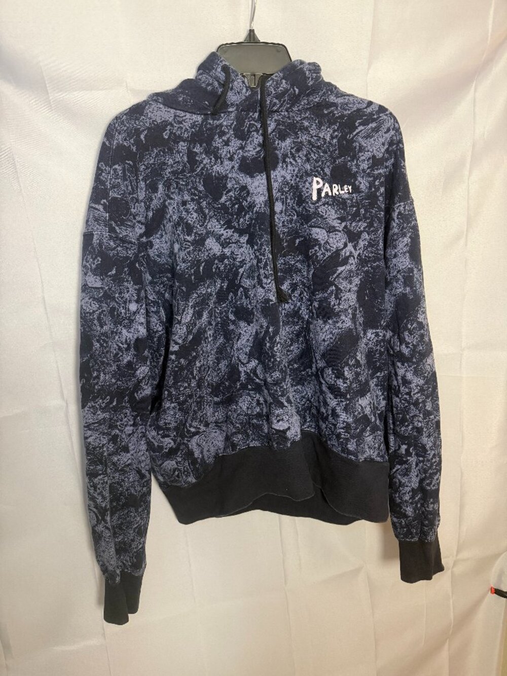 Adidas x Parley Ocean Plastic Graphic Hoodie Pullover Size Large Blue Black
